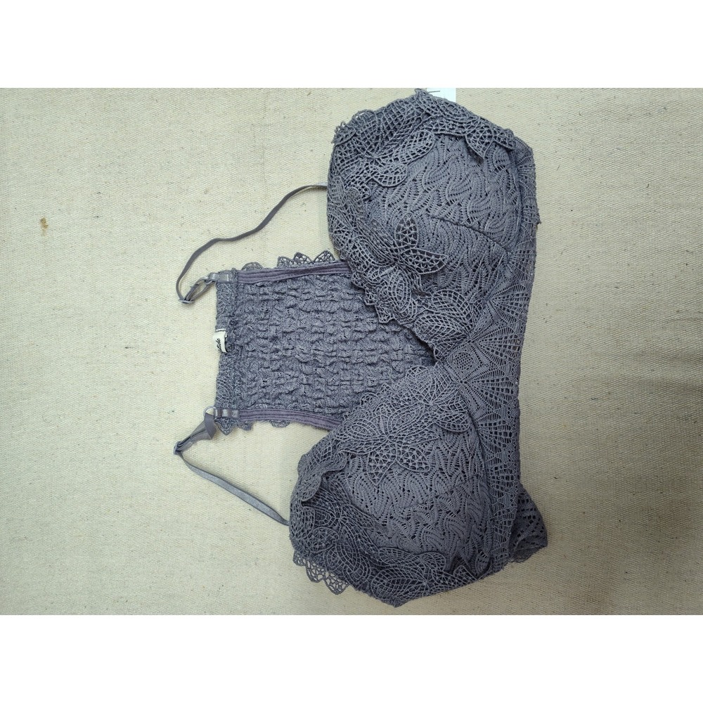 Listicle Women Purple Smocked Lace Bralette Padded Adjustable Straps Size S